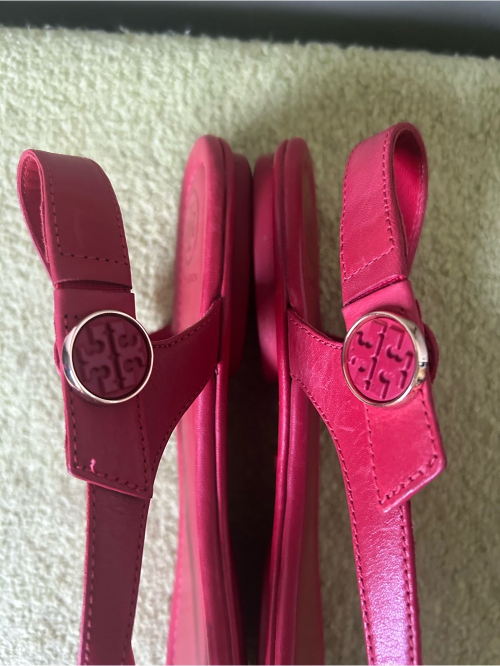 Tory Burch Red Leather Slingback Thong Sandals Sz 8 - Picture 12 of 13